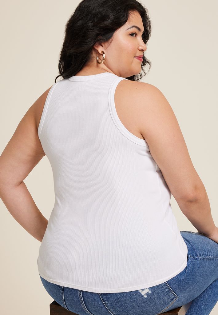 Plus Size 24/7 Highline Solid Fitted Ribbed Tank Top - Image 2