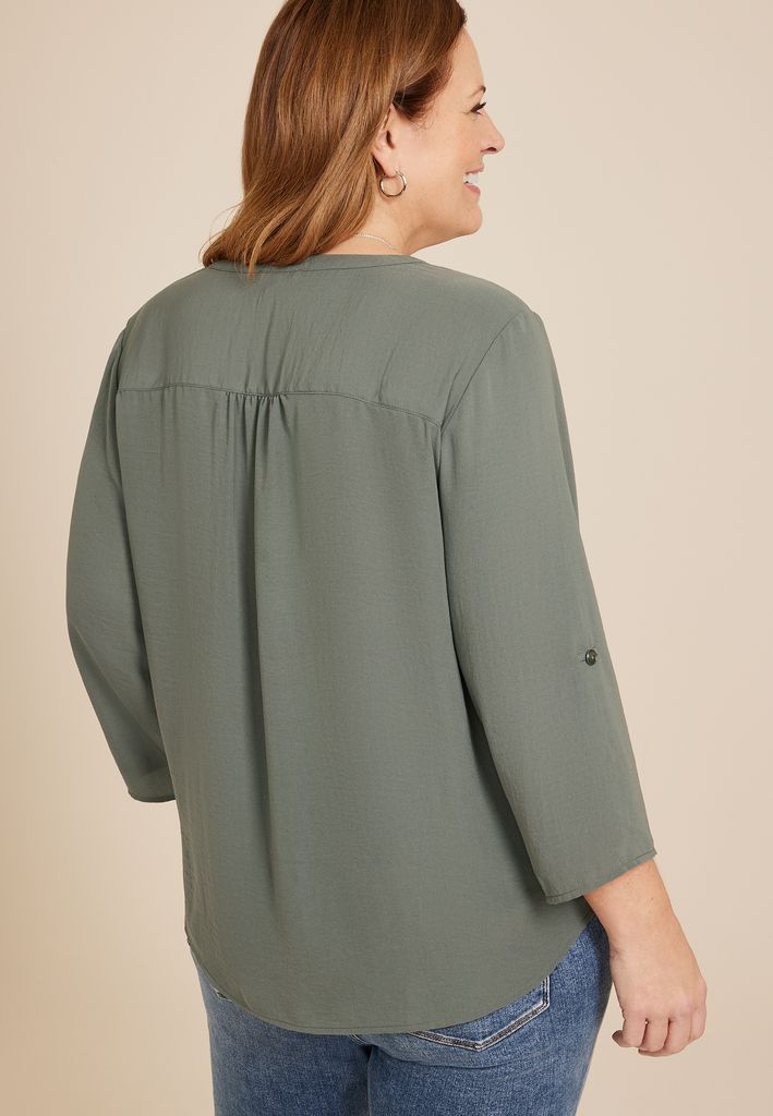 Plus Size Atwood 3/4 Sleeve Popover Blouse - Image 2