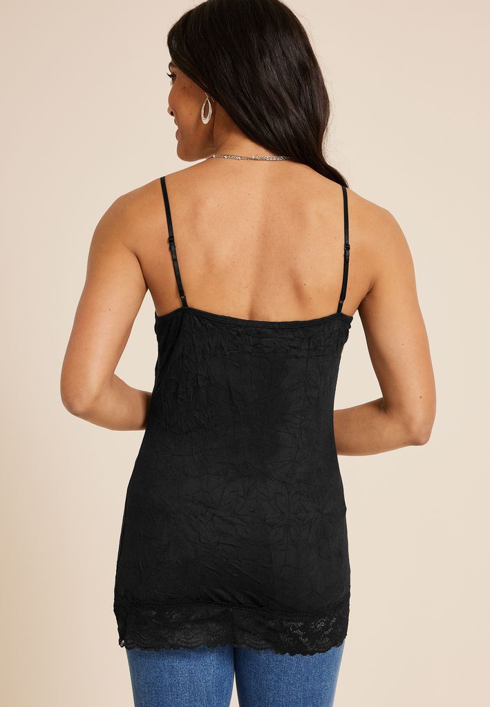 Lace Trim Crinkle Cami - Image 2