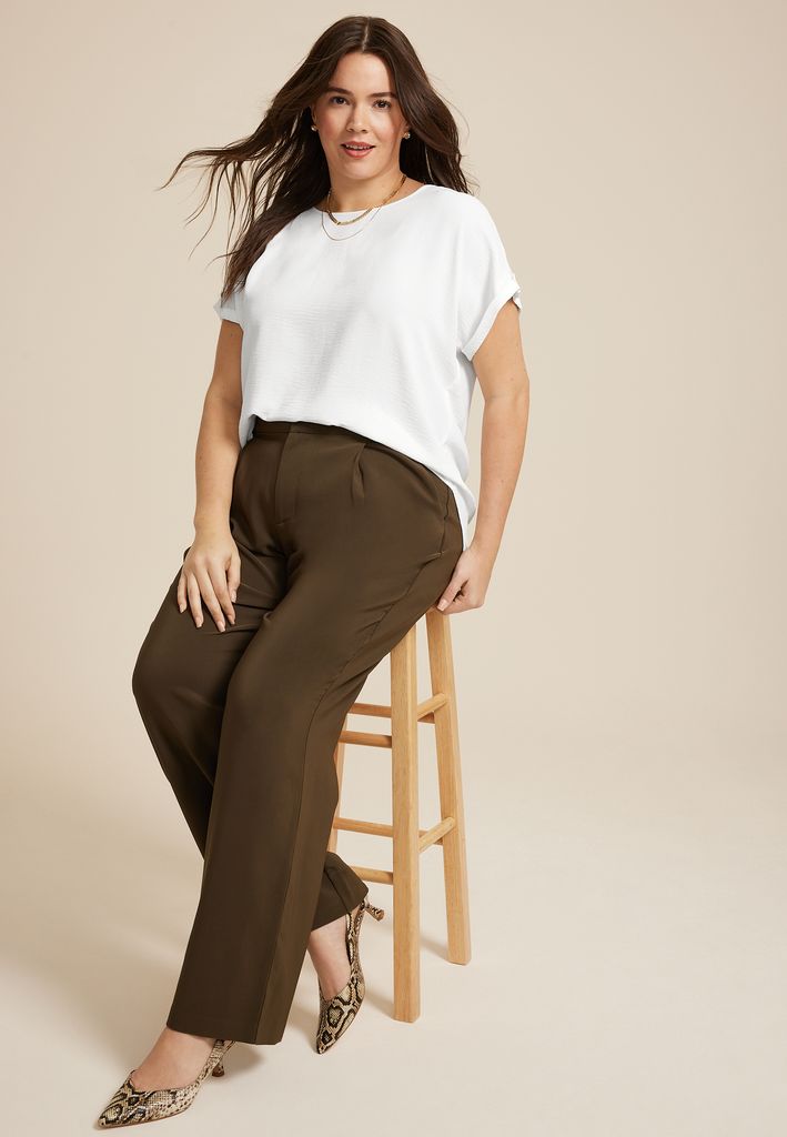 Plus Size Delton Zipper Back Blouse