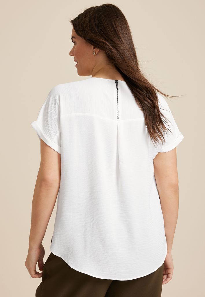 Plus Size Delton Zipper Back Blouse - Image 2