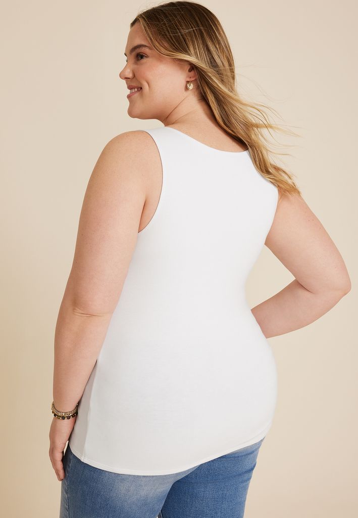Plus Size Simply Smooth Double Layer Square Neck Tank Top - Image 2