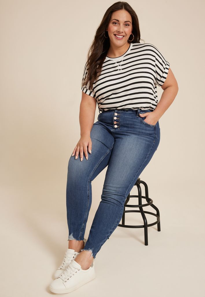 Plus Size m jeans by maurices™ High Rise Button Fly Super Skinny Ankle Jean - Image 3