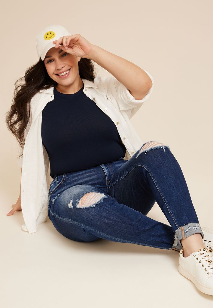 Plus Size KanCan™ Curvy Mid Rise Ripped Cuffed Hem Skinny Jean - Image 3