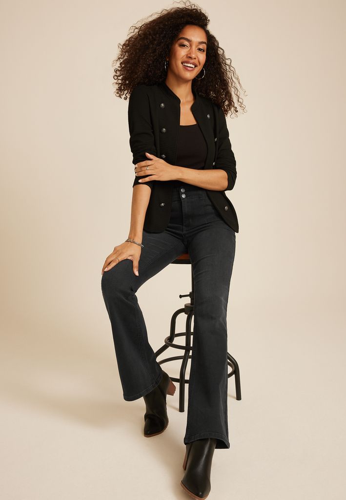 Black High Rise Flare Jean - Image 3