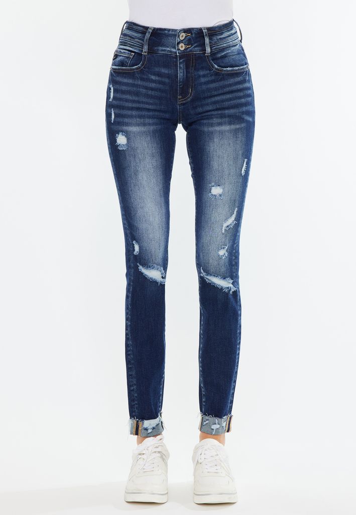 KanCan™ Curvy Mid Rise Ripped Cuffed Hem Skinny Jean - Image 3