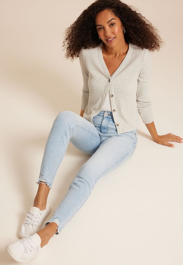edgely™ Light High Rise Destructed Hem Super Skinny Ankle Jean - Image 3