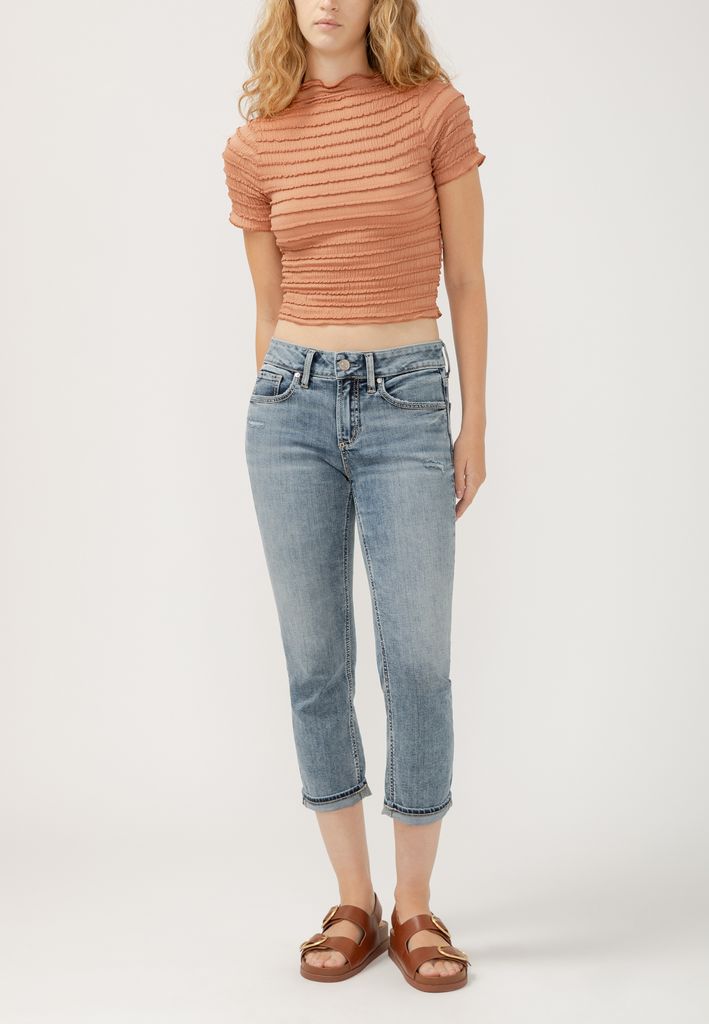 Silver Jeans Co.® Suki Curvy Mid Rise Luxe Stretch Cuffed Cropped Jean