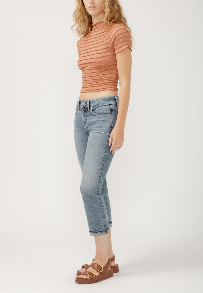 Silver Jeans Co.® Suki Curvy Mid Rise Luxe Stretch Cuffed Cropped Jean - Image 3
