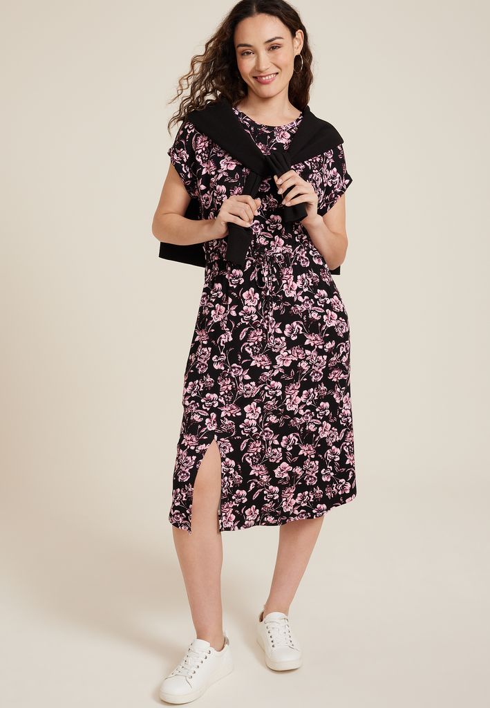 24/7 Clara Floral Tie Waist Midi Dress - Image 3