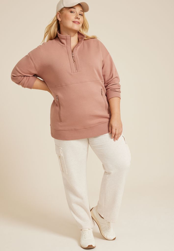 Plus Size Athleisure Half Zip Pullover Sweatshirt - Image 3