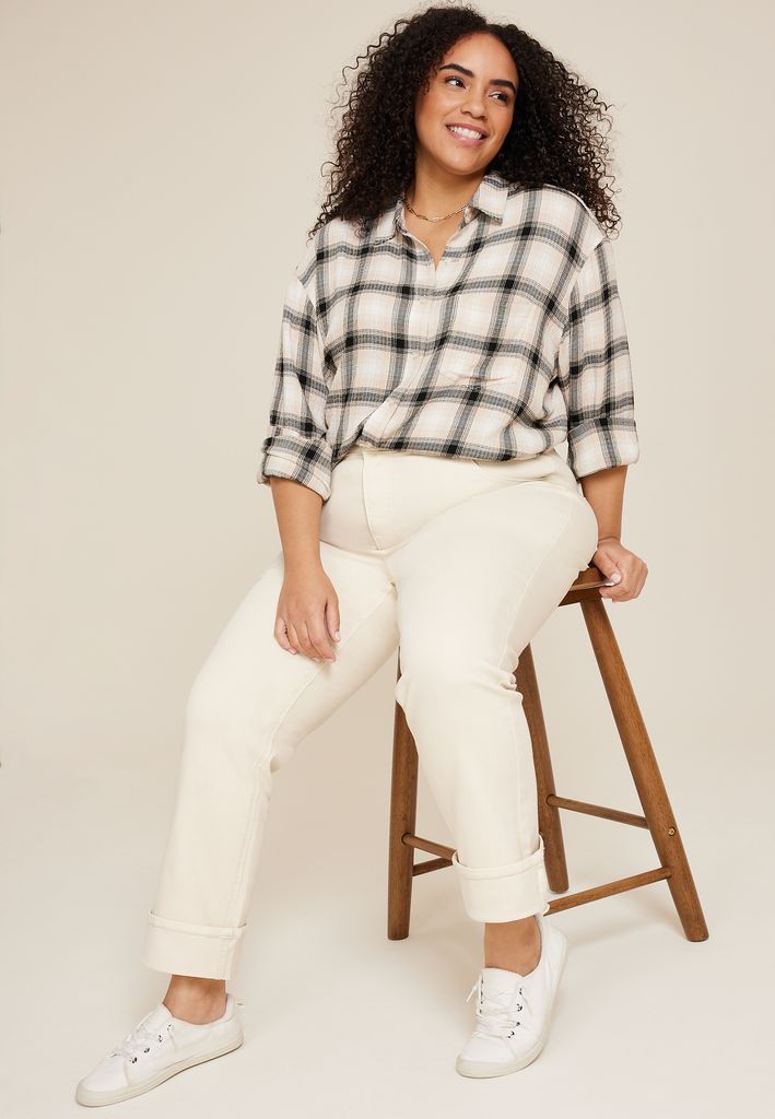 Plus Size m jeans by maurices™ High Rise Cuffed Hem Straight Ankle Jean - Image 3