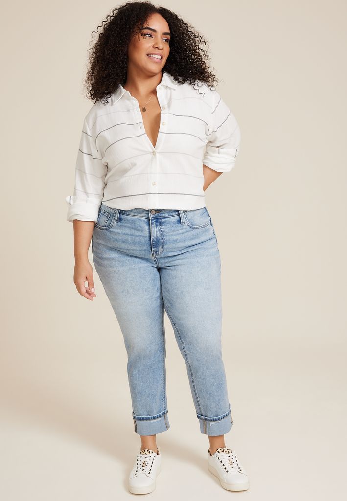 Plus Size m jeans by maurices™ Cuffed High Rise Slim Straight Ankle Jean