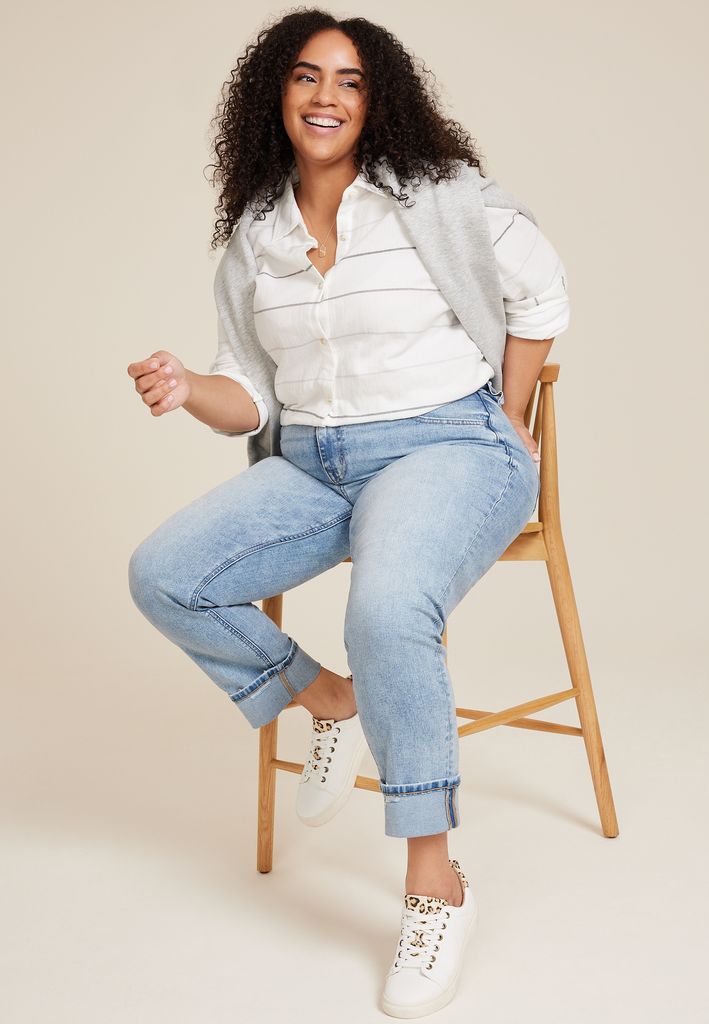 Plus Size m jeans by maurices™ Cuffed High Rise Slim Straight Ankle Jean - Image 3