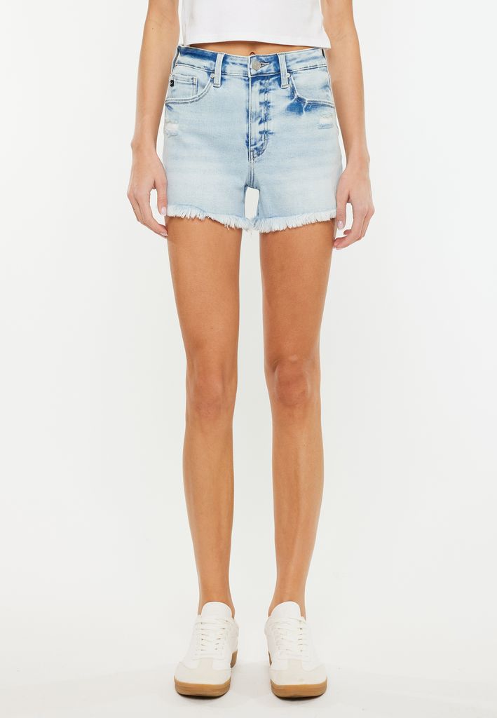 KanCan™ Curvy High Rise Acid Frayed 3.5in Mom Short - Image 3
