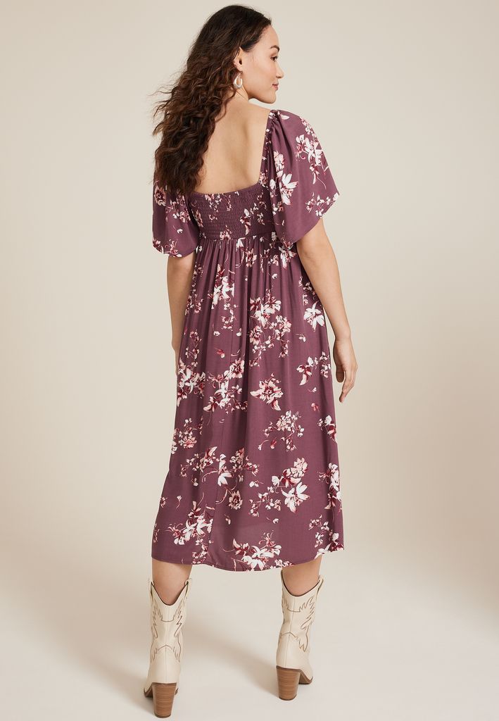 Floral Pleated Bodice Midi Dress - Image 2