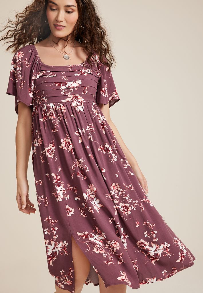 Floral Pleated Bodice Midi Dress - Image 3