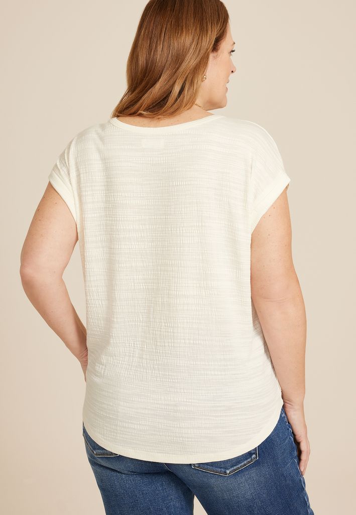 Plus Size 24/7 Clara Textured Short Sleeve Tee - Image 2