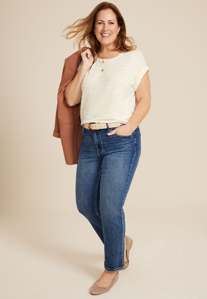Plus Size 24/7 Clara Textured Short Sleeve Tee - Image 3