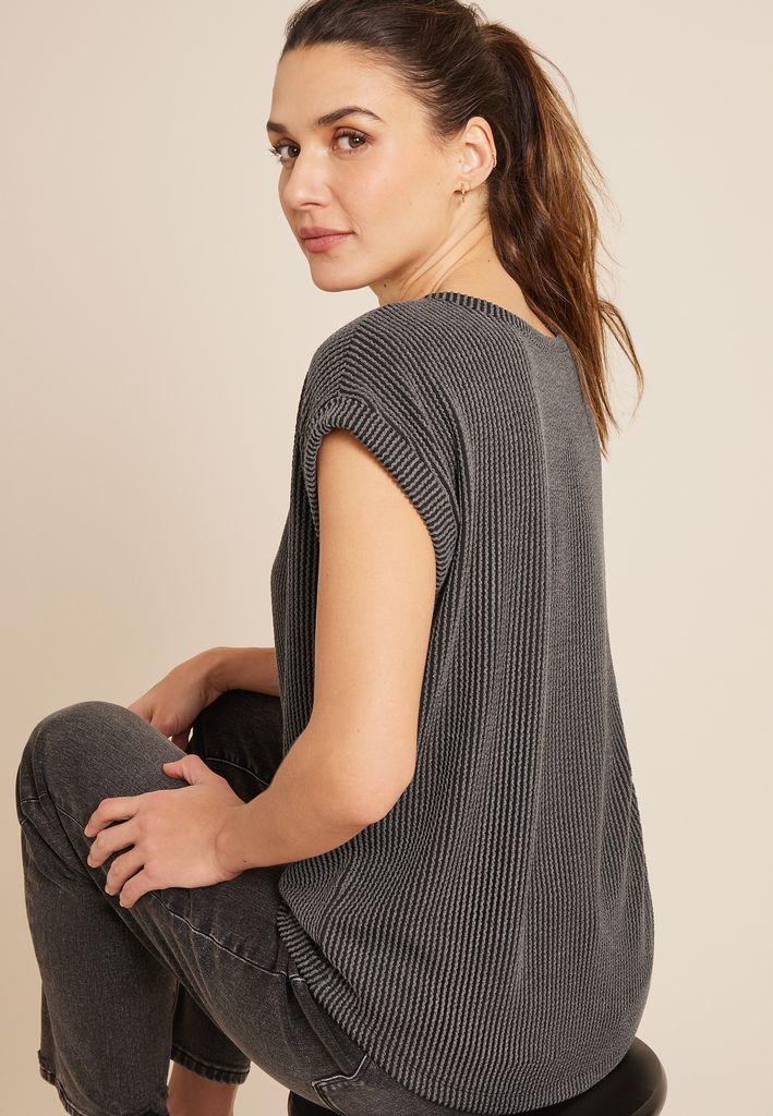 24/7 Clara Wavy Ribbed Short Sleeve Tee - Image 2