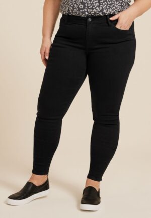 Plus Size m jeans by maurices&trade; Black Mid Rise Jegging