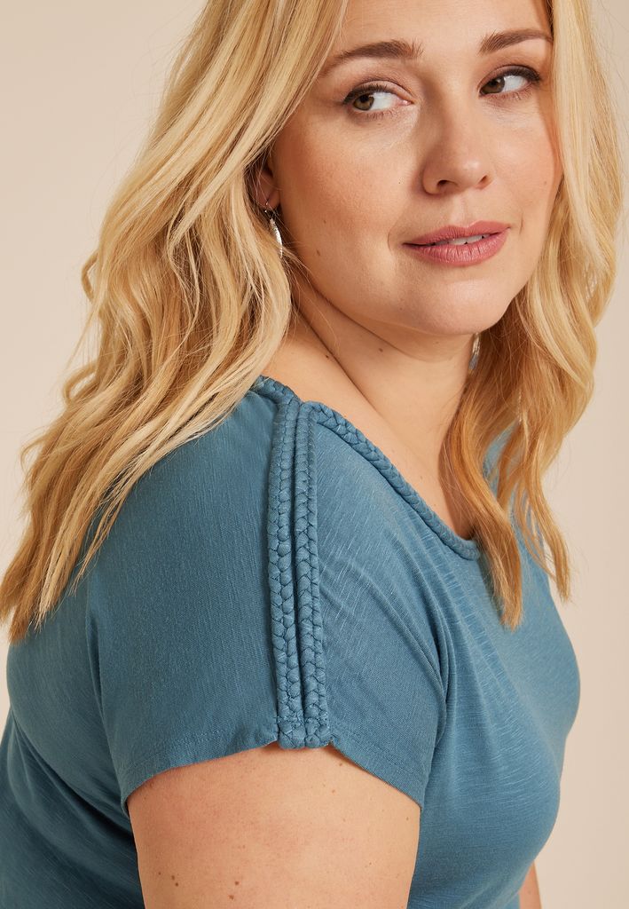 Plus Size Braided Trim Dolman Tee - Image 3