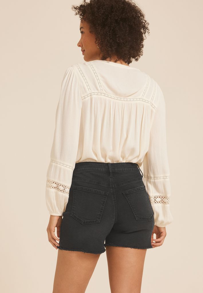 m jeans by maurices™ Black High Rise Ripped 5in Short - Image 2