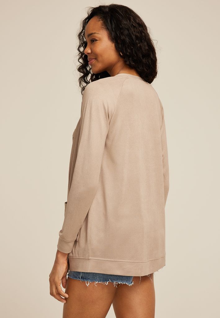Knit Open Front Pocket Cardigan - Image 2