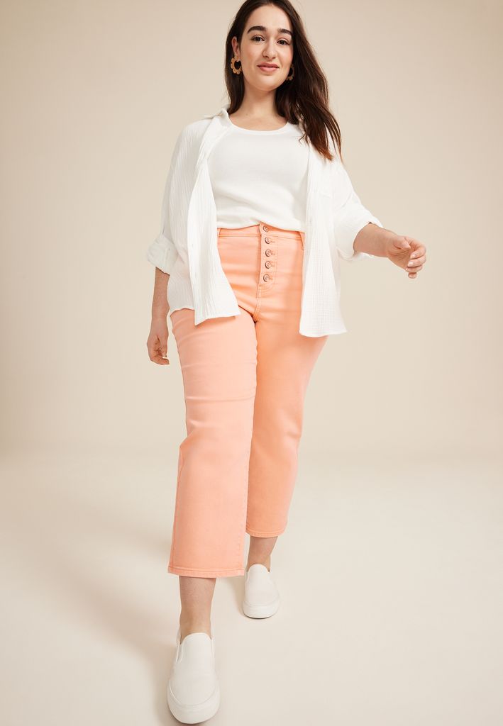 Plus Size m jeans by maurices™ High Rise Button Fly Straight Cropped Jean - Image 3