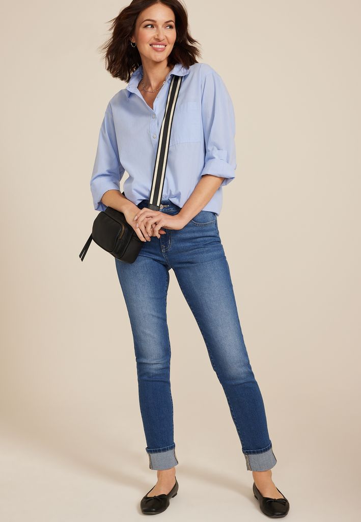 m jeans by maurices™ Dark High Rise Cuff Hem Slim Straight Ankle Jean - Image 3