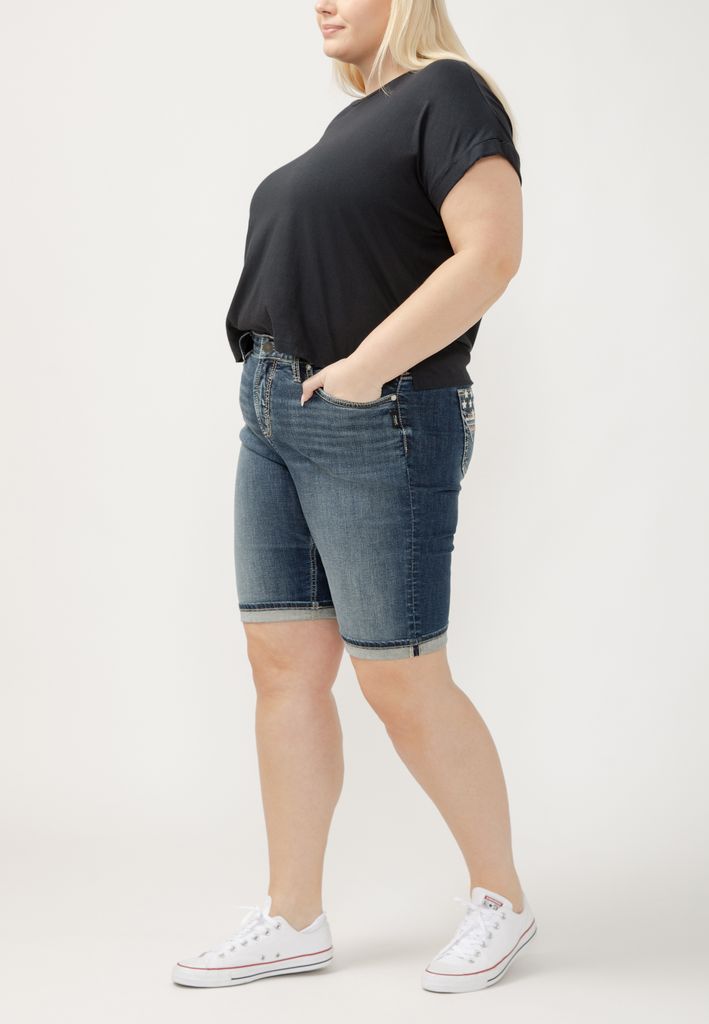 Plus Size Silver Jeans Co.® Suki Curvy Mid Rise Americana 10in Bermuda Short - Image 3