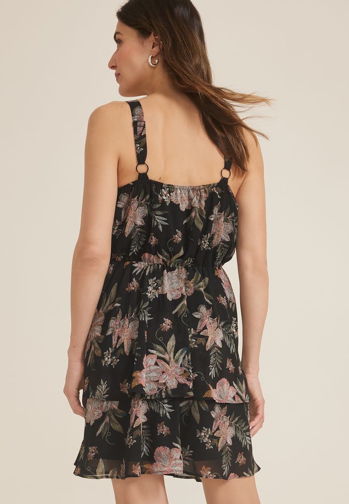 Bare Surplice Floral Tiered Mini Dress - Image 2