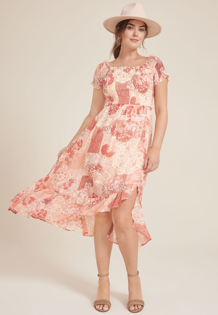 Off The Shoulder Smocked Midi Dress - Image 3