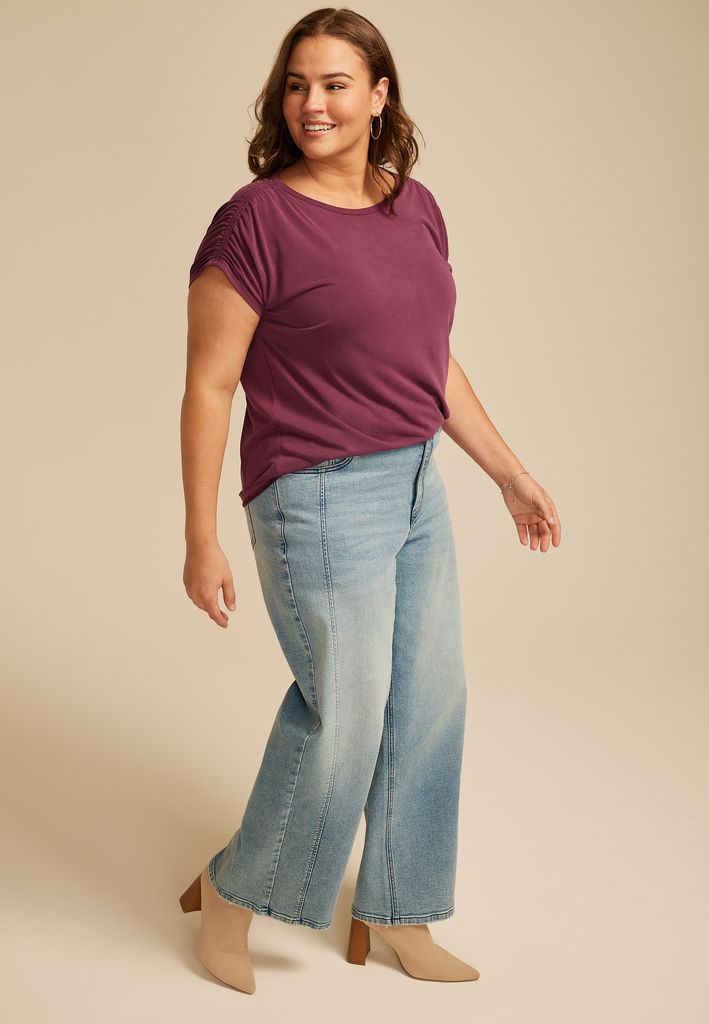 Plus Size 24/7 Fairhaven Ruched Shoulder Tee - Image 3