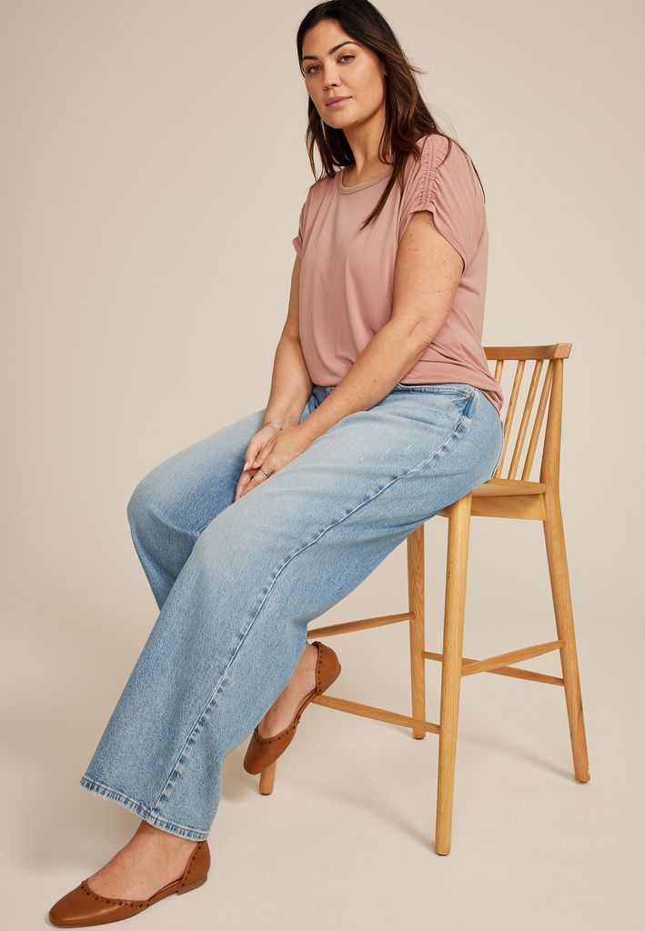 Plus Size 24/7 Fairhaven Ruched Shoulder Tee - Image 3
