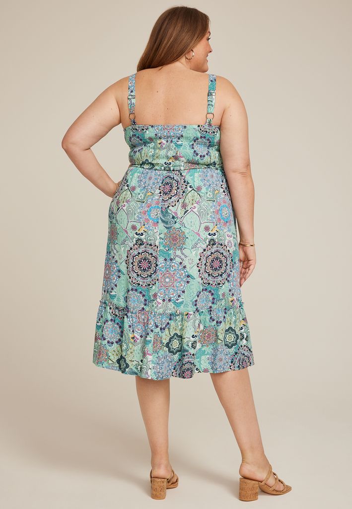 Plus Size Bare Printed Tiered Midi Dress - Image 2