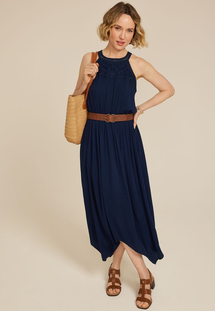 Bare Crochet Halter Neck Midi Dress - Image 3
