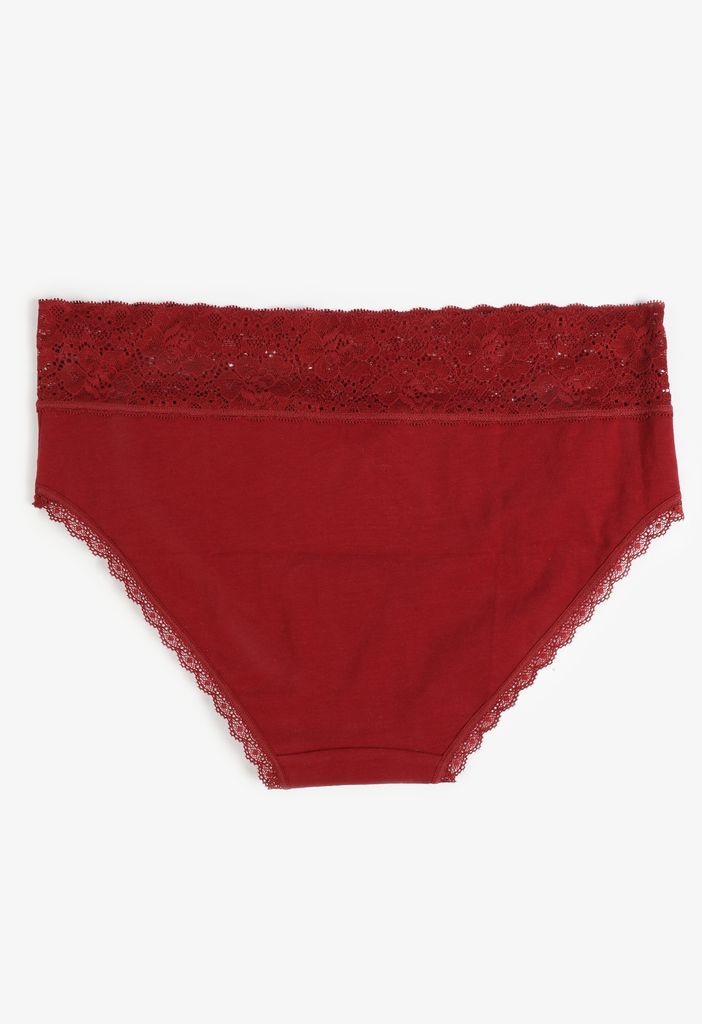 Simply Comfy Lace Trim Cotton Hipster Panty - Image 2