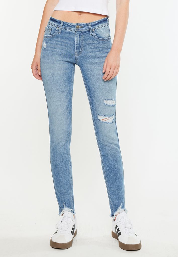 KanCan™ Mid Rise Open Ripped Frayed Hem Skinny Jean - Image 3