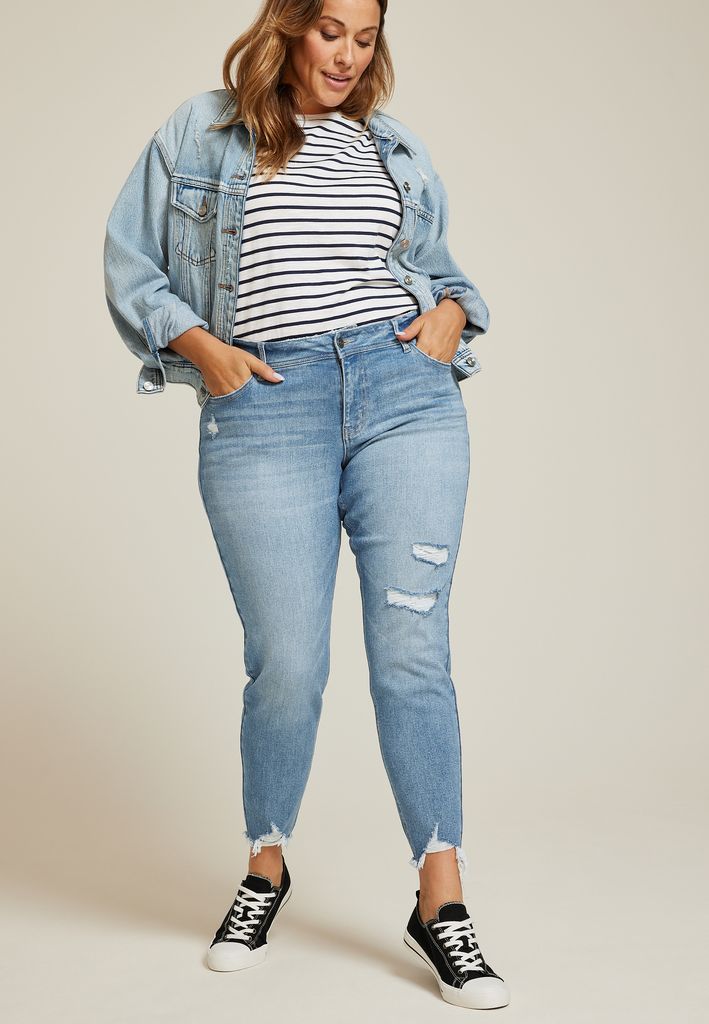 Plus Size KanCan™ Mid Rise Open Ripped Frayed Hem Skinny Jean - Image 3