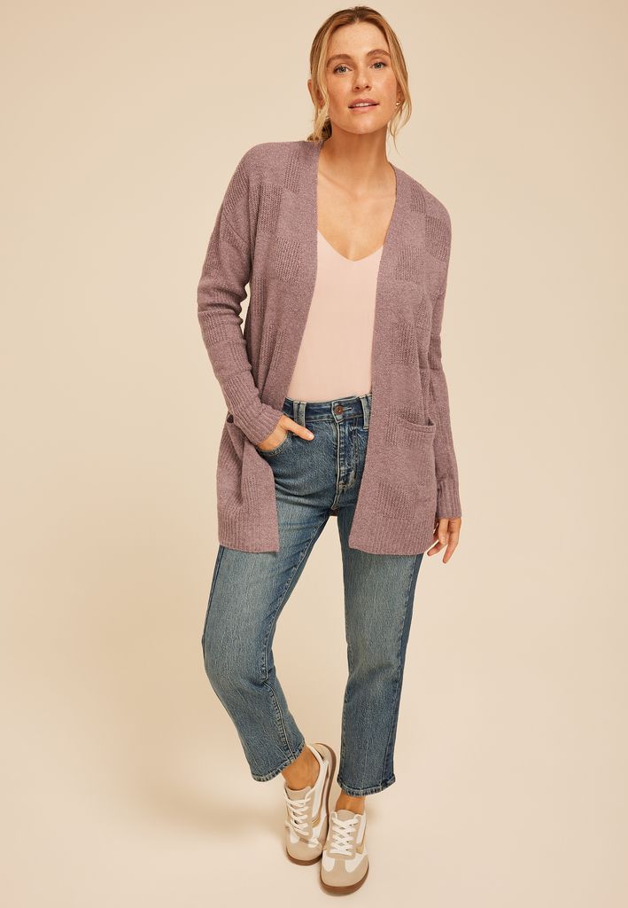 90s Checkered Open Front Cardigan - Image 3