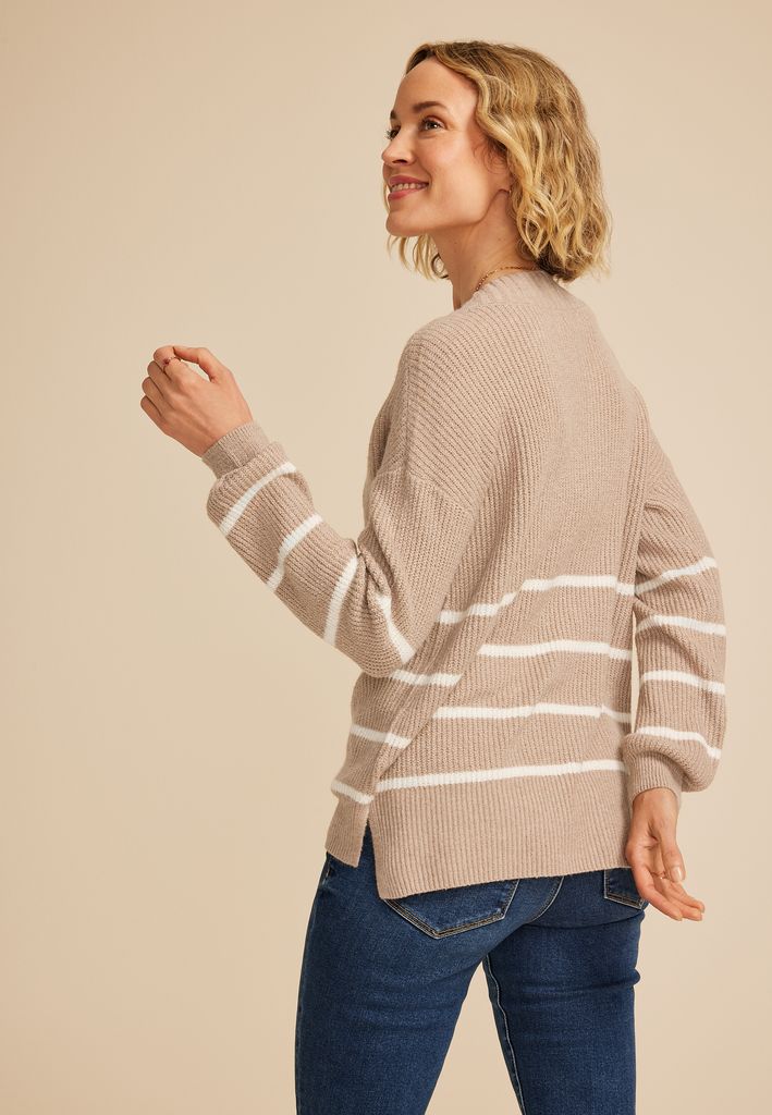 Striped Slouchy V Neck Sweater - Image 2