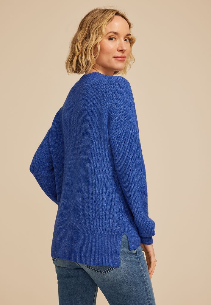 Slouchy V Neck Ribbed Sweater - Image 2