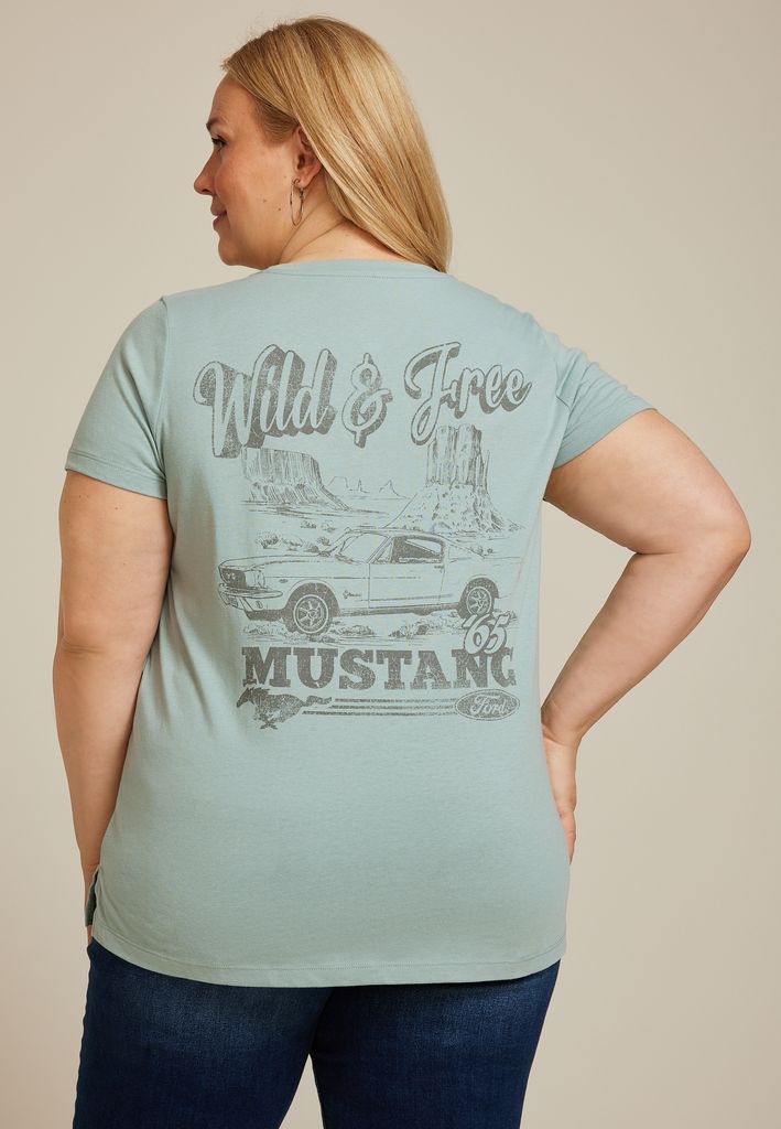 Plus Size Mustang Wild and Free Classic Fit Graphic Tee - Image 2