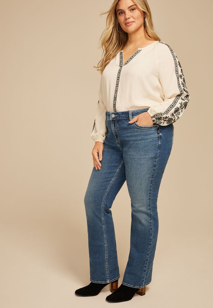 Plus Size Silver Jeans Co.® Elyse Vintage Thick Stitch Mid Rise Bootcut Jean - Image 3