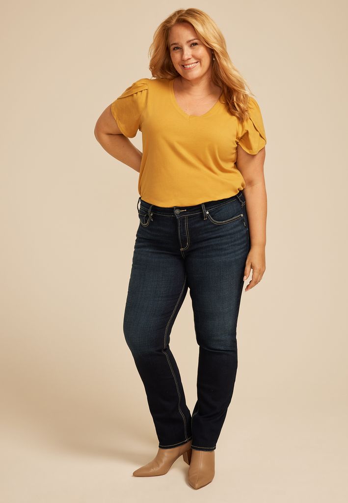 Plus Size Silver Jeans Co.® Dark Suki Curvy Mid Rise Luxe Stretch Straight Jean - Image 3