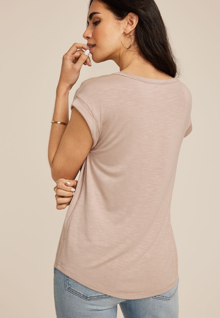 Grommet Shoulder Scoop Neck Tee - Image 2