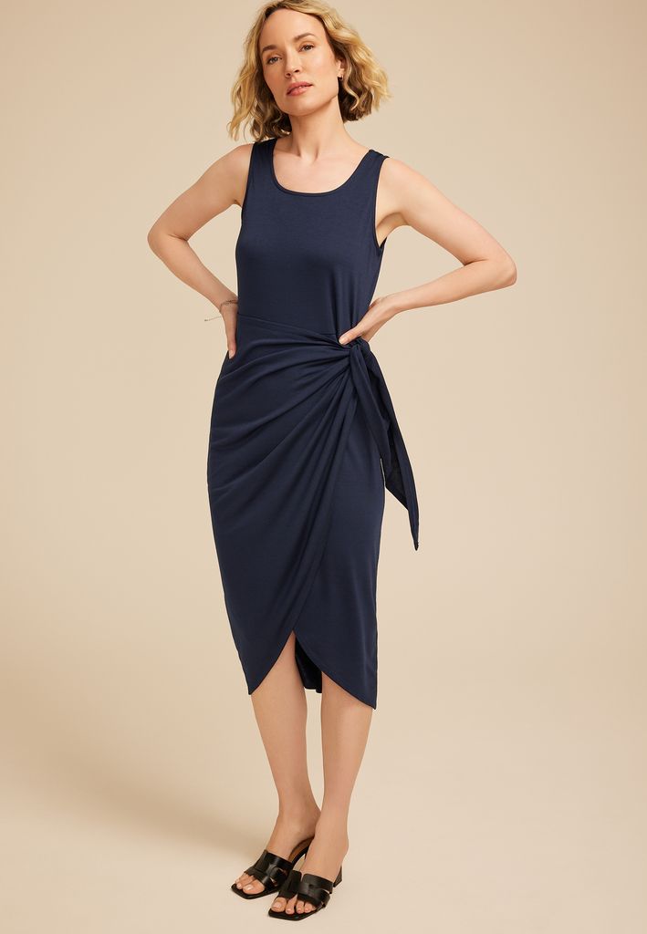 24/7 Bare Wrap Waist Midi Dress - Image 3