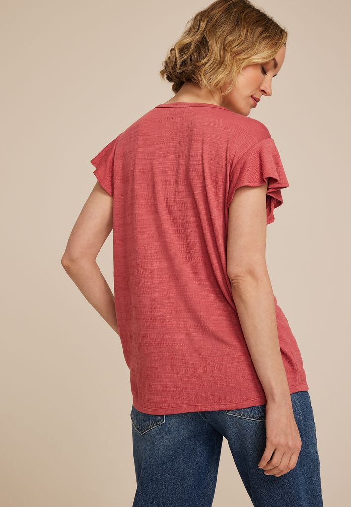 Textured Flutter Sleeve Tee - Image 2