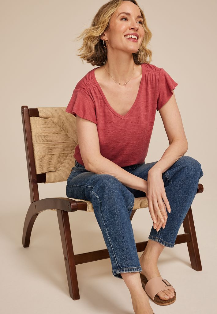 Textured Flutter Sleeve Tee - Image 3